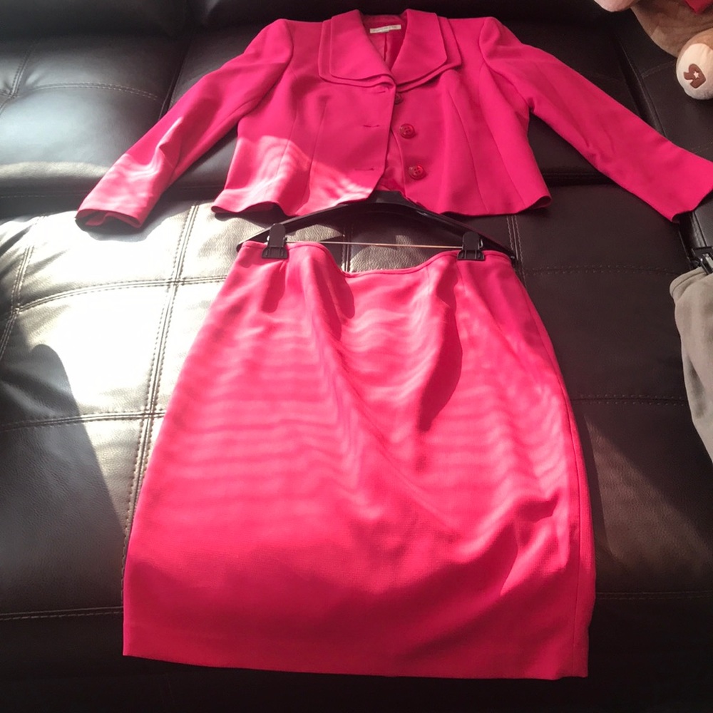Pink skirt suit